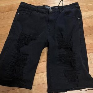 Black Brand Ripped Jean Shorts